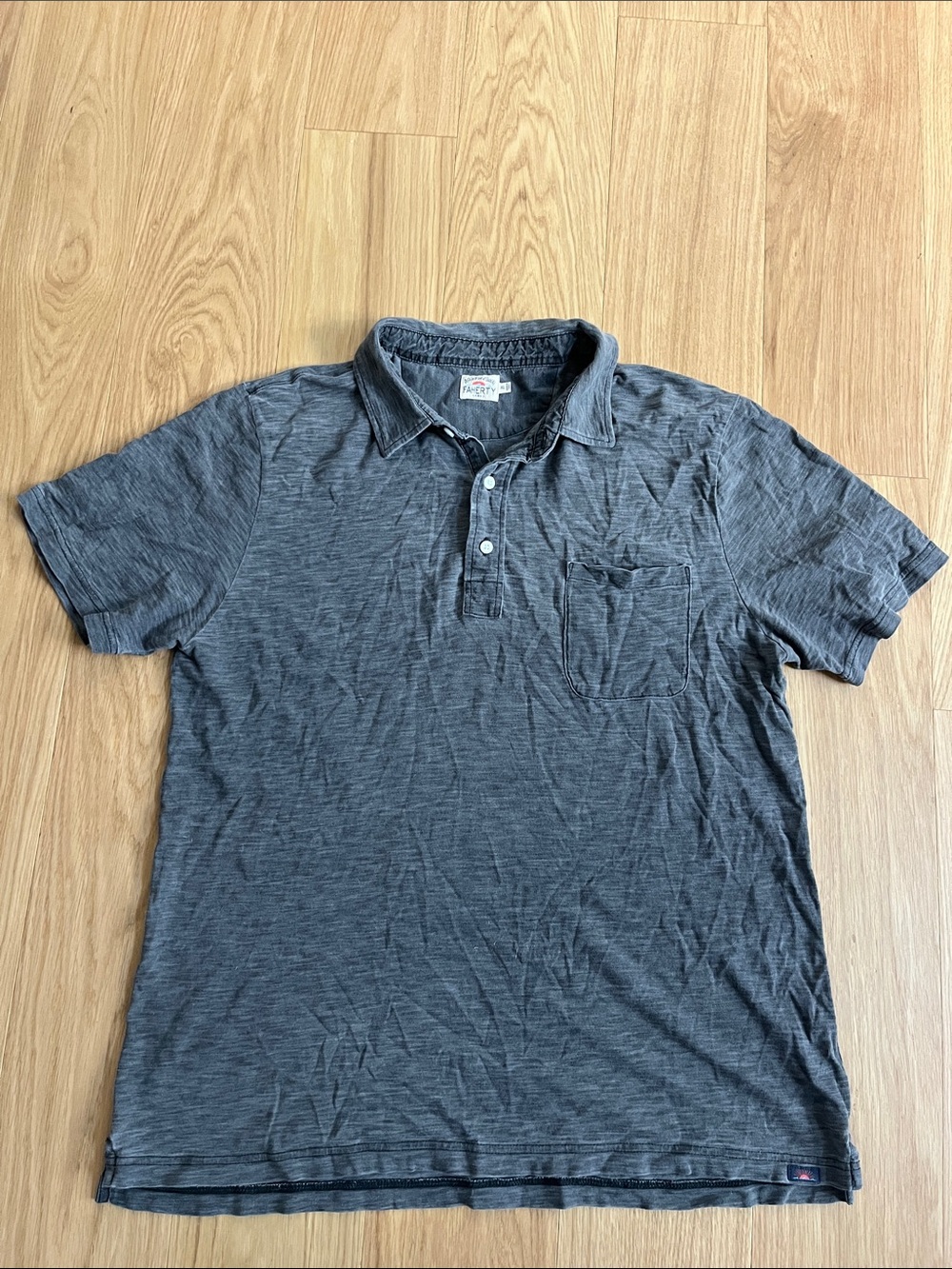 Faherty Men's Indigo Heathered Charcoal Polo size XL